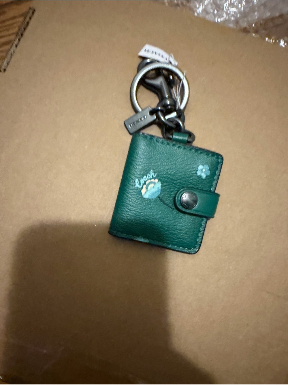 COACH Mystical Floral Picture Frame Bag Charm in green